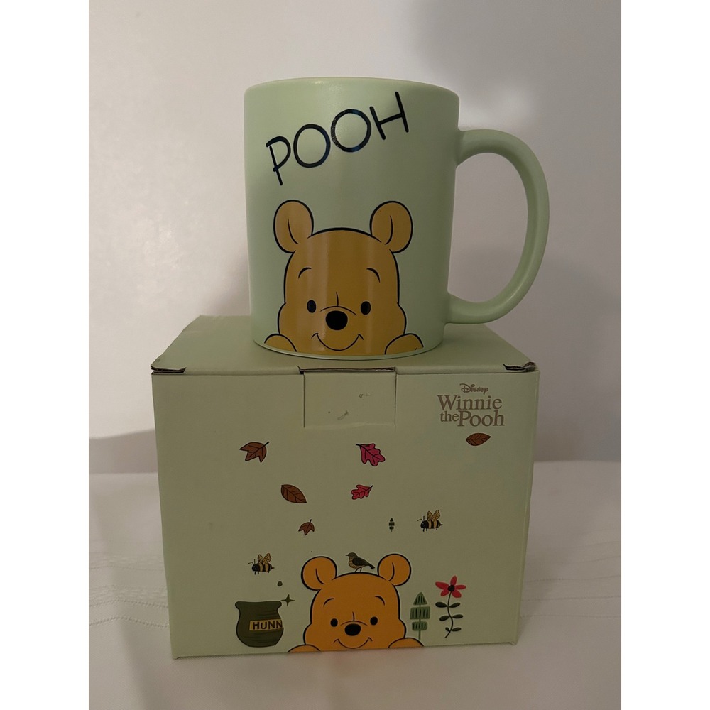 NIB Disney Winnie the Pooh Sage Green Ceramic Coffee Mug with Original Box